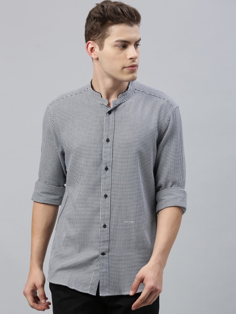 

RARE RABBIT Men White & Black Tailored Fit Printed Casual Shirt