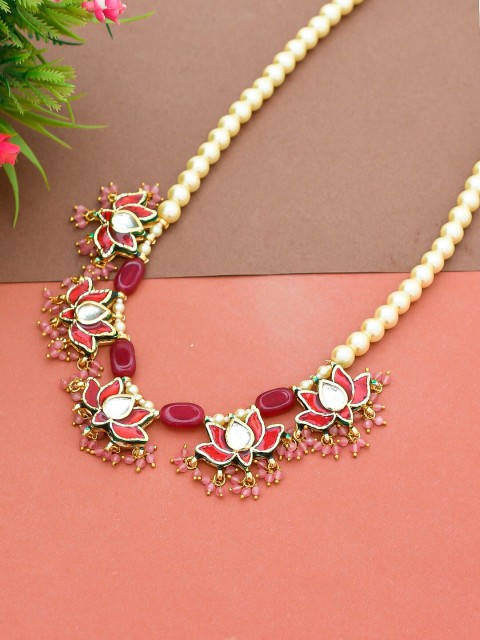 

Imittire Red Gold-Plated Beads Pearls Necklace