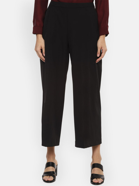 

Van Heusen Woman Women Black Regular Fit Solid Culottes