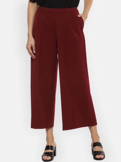 

Van Heusen Woman Women Maroon Regular Fit Solid Culottes