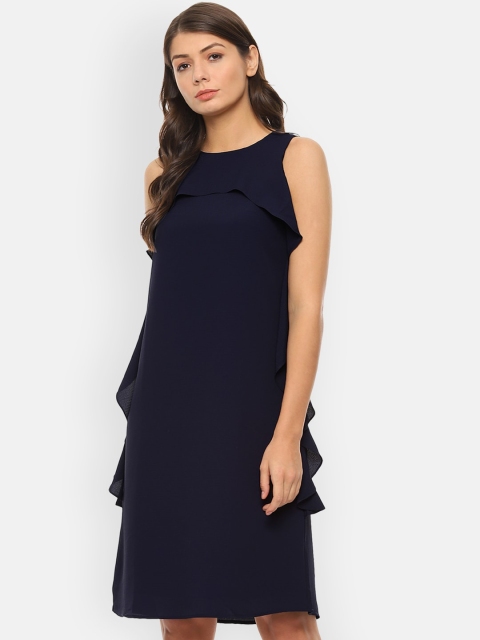 

Van Heusen Woman Women Navy Blue Solid A-Line Dress