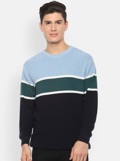 

Van Heusen Men Black & Blue Colourblocked Pullover Sweater
