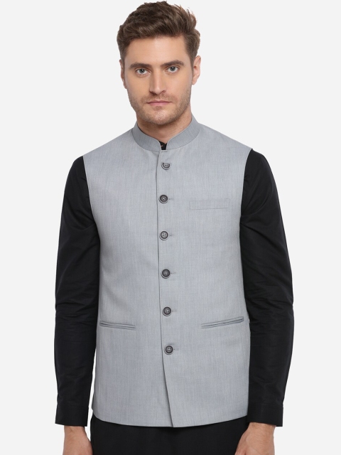 

JADE BLUE Men Grey Solid Modi Jacket