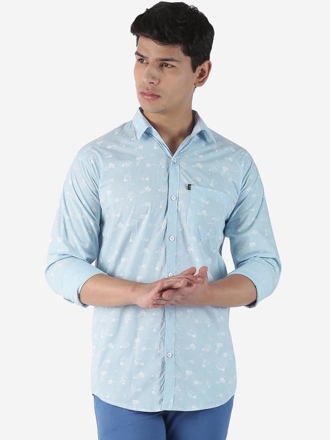 

LEVIZO Men Blue & White Regular Fit Floral Printed Casual Shirt