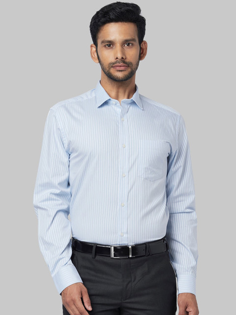 

Park Avenue Men Blue & White Regular Fit Striped Formal Shirt