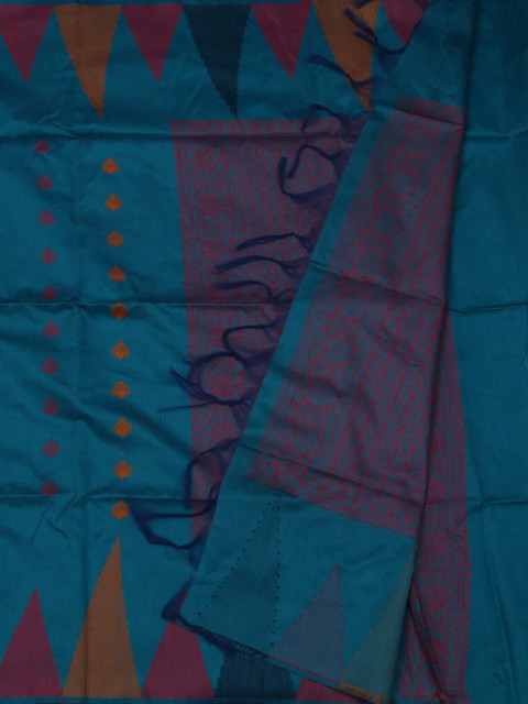 

Pothys Blue & Orange Jute Silk Embellished Saree