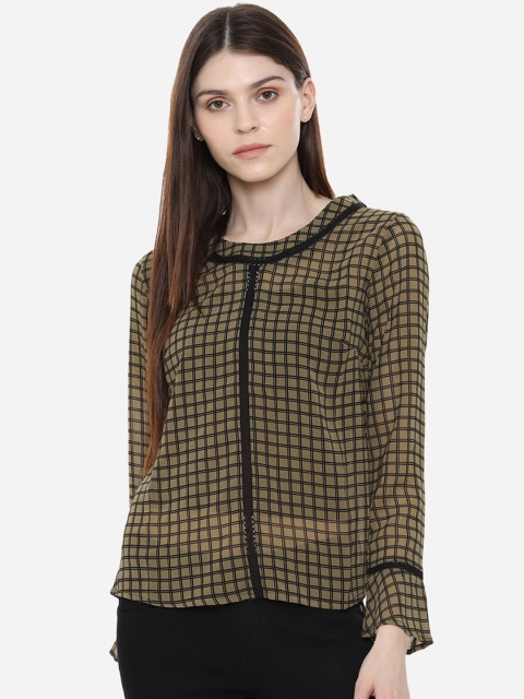 

Allen Solly Woman Olive Green Checked Top