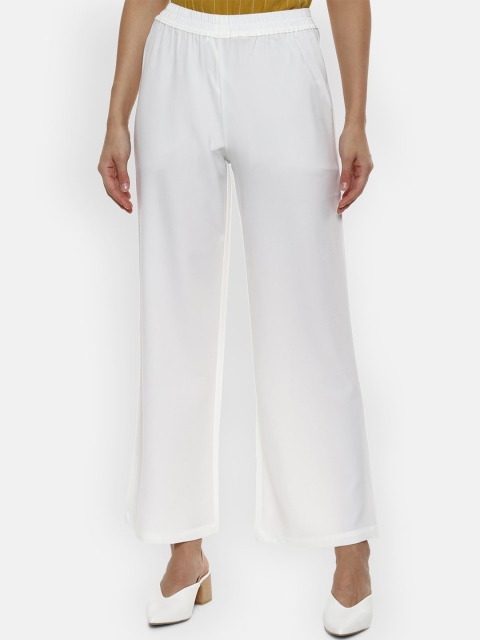 

Van Heusen Woman White Regular Fit Solid Regular Trousers