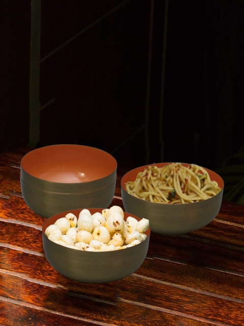 

nestroots Set Of 4 Metallic Serving Bowl, Orange