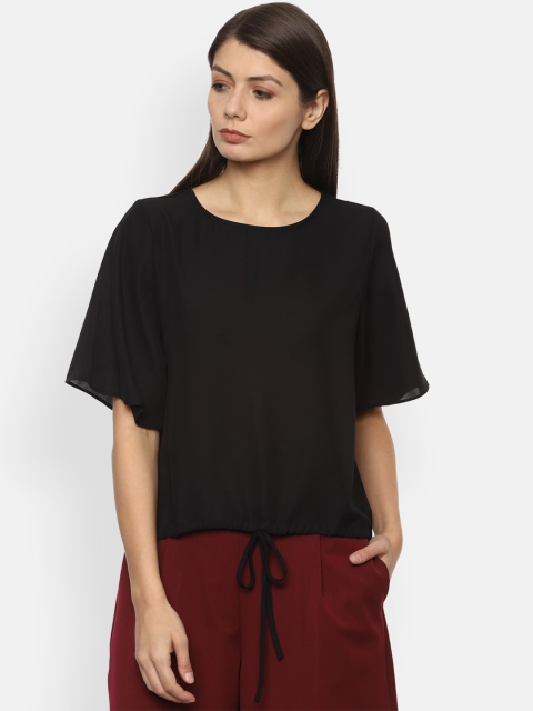

Van Heusen Women Black Solid Blouson Top