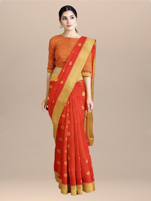 

BharatSthali Orange Banarasi Woven Design Saree