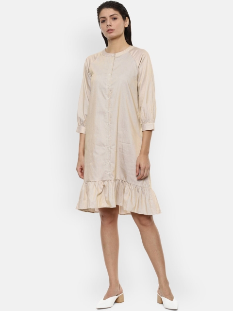 

Van Heusen Woman Women Beige Solid A-Line Dress