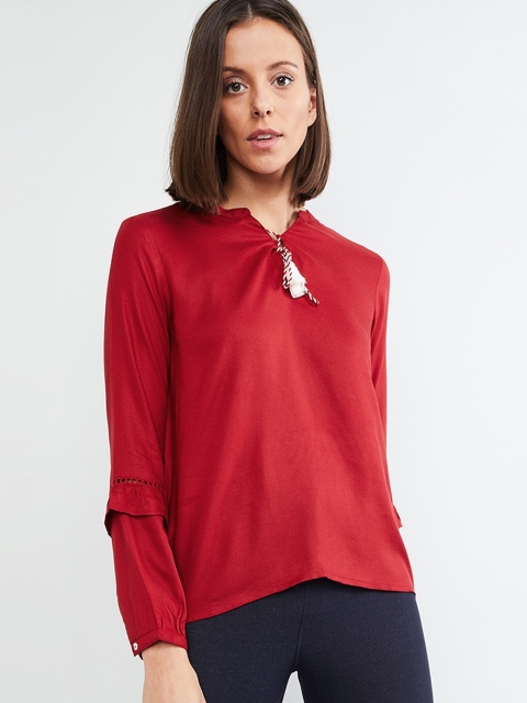 

max Women Red Solid Top