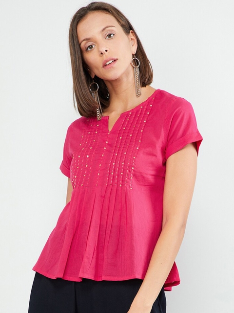 

max Women Fuchsia Solid Top