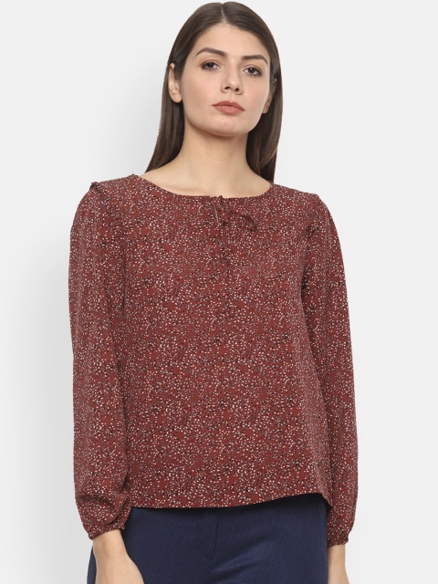 

Van Heusen Woman Maroon Printed Top