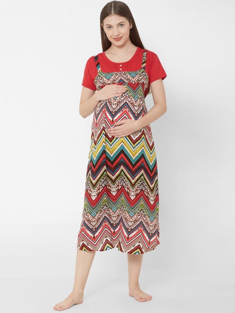 

Sweet Dreams Multicoloured Printed Maternity Nightdress, Multi