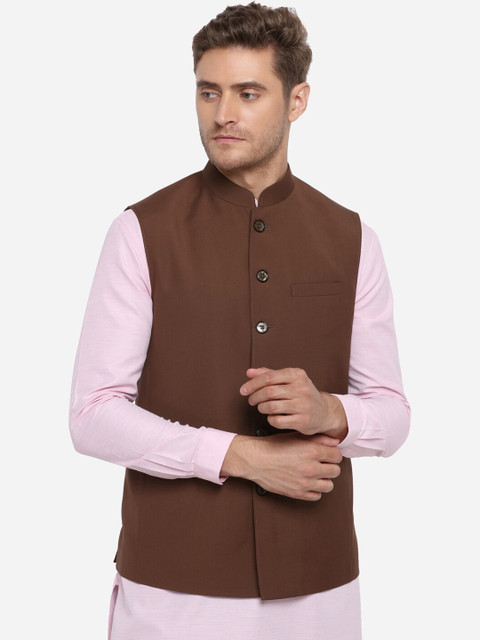 

JADE BLUE Men Brown Solid Modi Jacket
