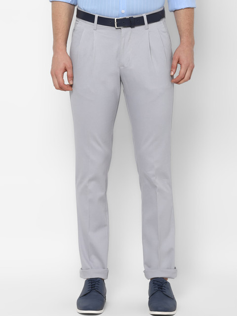 

Allen Solly Men Grey Regular Fit Solid Regular Trousers