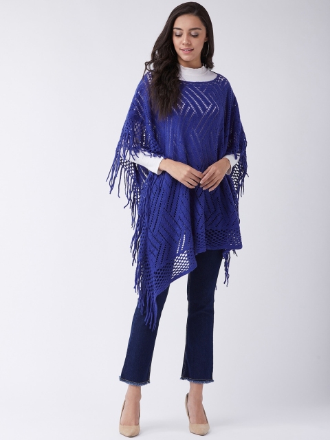 

InWeave Women Acrylic Blue Self Design Poncho Sweater