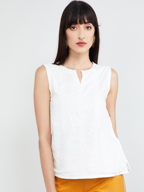 

max Women Off-White Embroidered Top