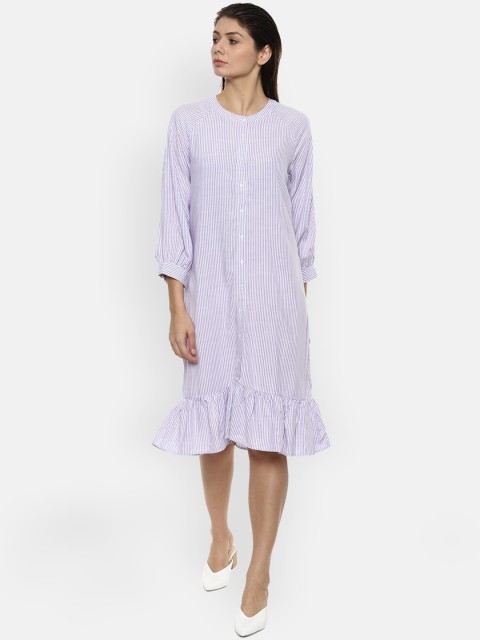 

Van Heusen Woman Women Purple Striped A-Line Dress