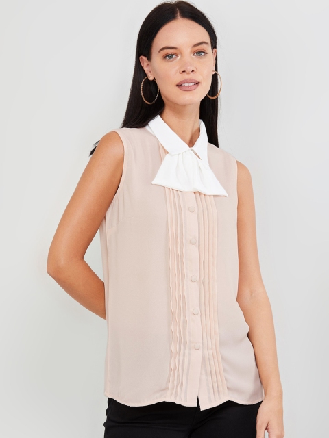 

max Women Pink Solid Shirt Style Top