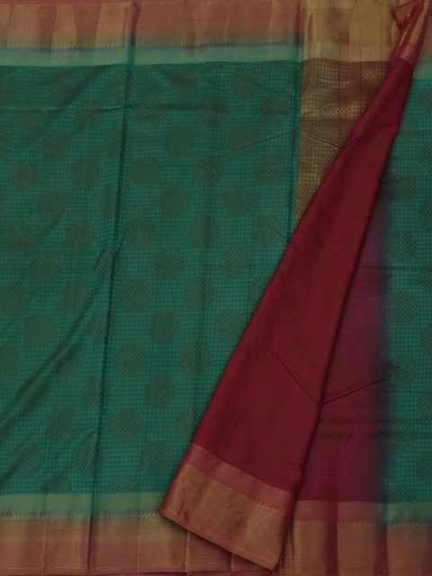 

Pothys Green & Maroon Jute Silk Woven Design Saree