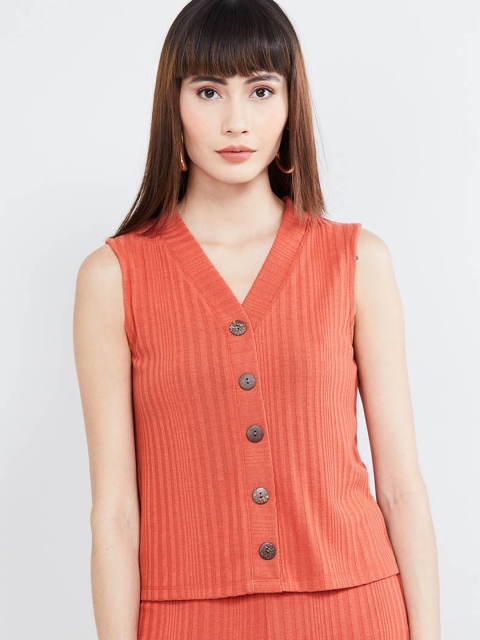 

max Women Rust Orange Solid Top