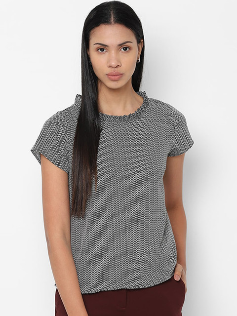 

Allen Solly Woman Women Black & White Printed Top