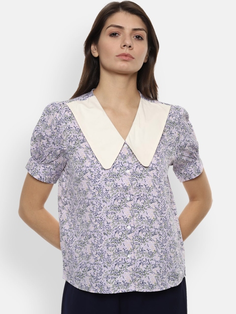

Van Heusen Woman Purple Printed Shirt Style Top