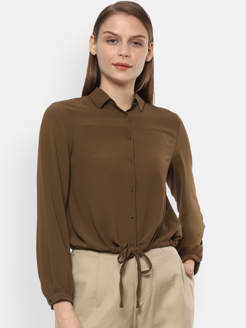 

Van Heusen Women Brown Regular Fit Solid Casual Shirt