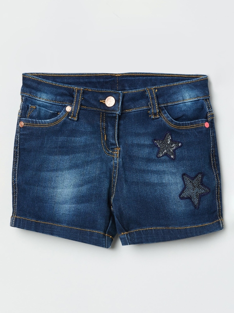 

max Girls Blue Washed Regular Fit Denim Shorts