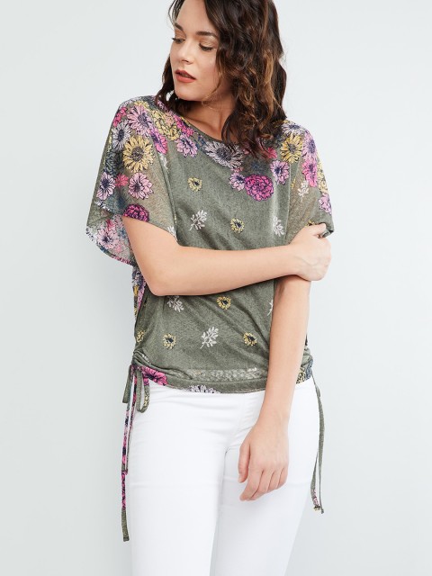 

max Women Olive Green Printed Top