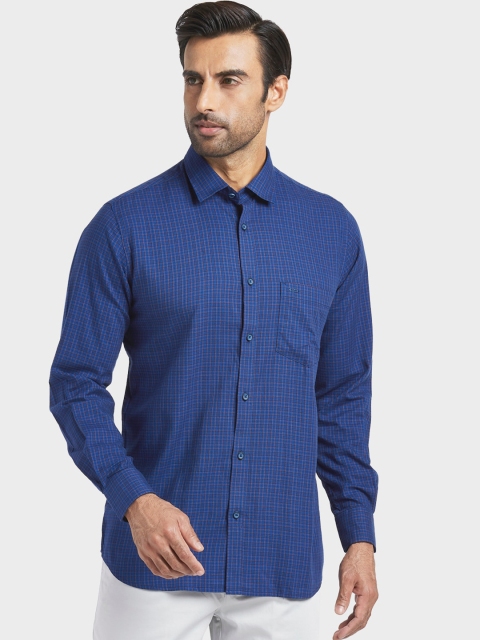 

ColorPlus Men Blue Regular Fit Checked Casual Shirt