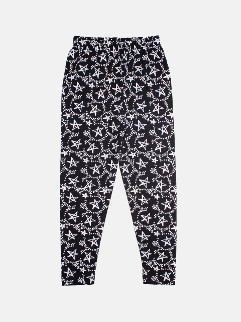 

KiddoPanti Girls Black & White Printed Ankle-Length Leggings