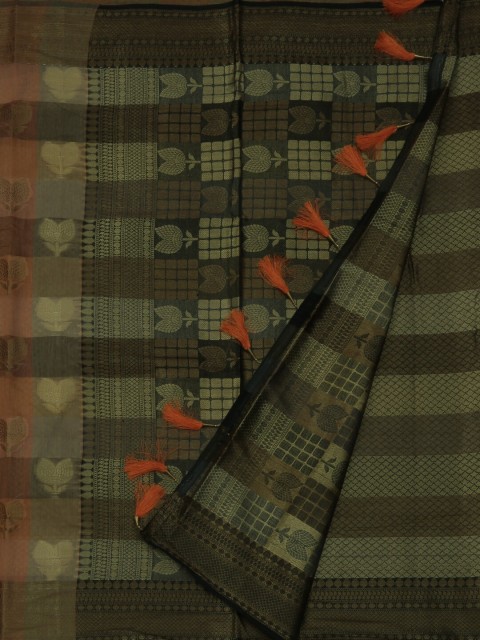 

Pothys Multicoloured Checked Jute Silk Saree, Multi