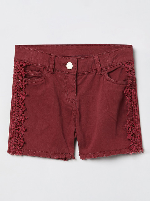 

max Girls Burgundy Solid Regular Fit Regular Shorts