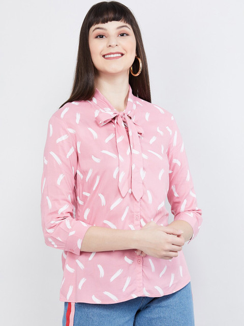 

max Women Pink Printed Shirt Style Top