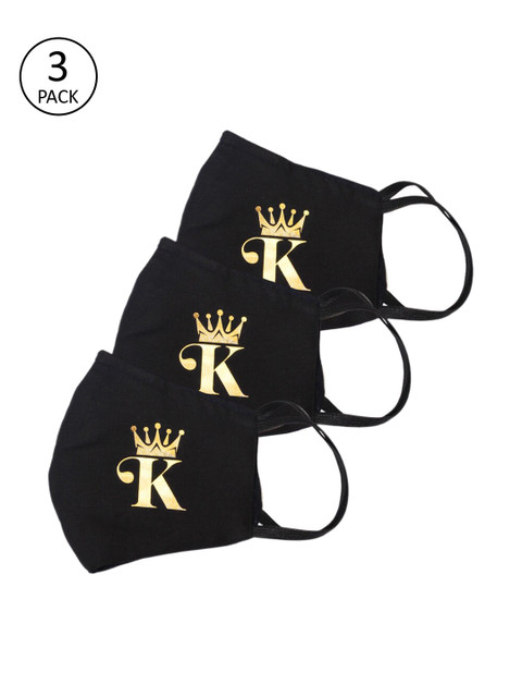 

Bellofox Men Black & Gold 3 Pcs Printed 3-Ply Cloth Mask