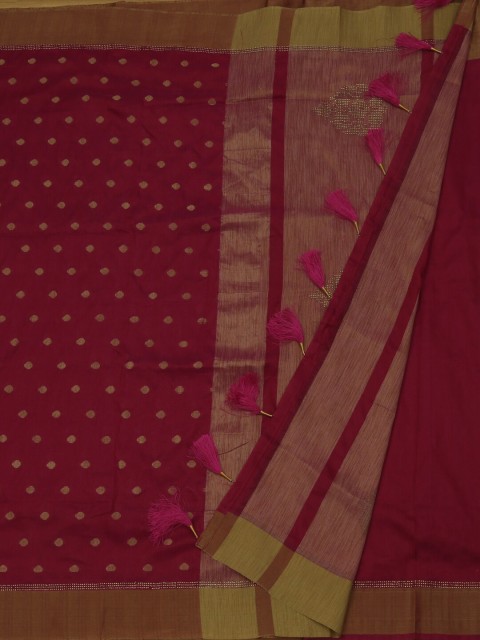 

Pothys Magenta Woven Design Jute Silk Saree