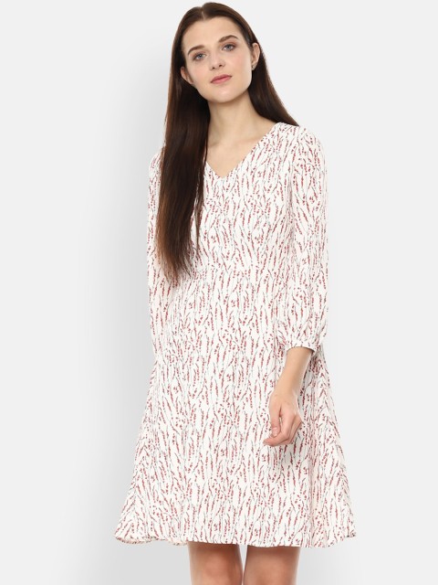 

Van Heusen Woman Cream-Coloured Printed A-Line Dress