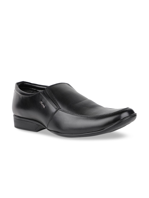 

Bata Men Black Solid Leather Slip-On Shoes