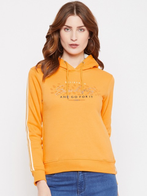 

Octave Women Yellow Solid Hooded Sweatshirt