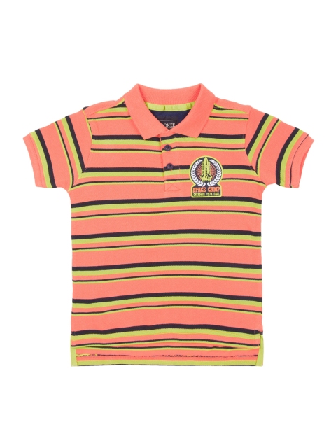 

Cherokee Boys Orange Striped Polo Collar T-shirt