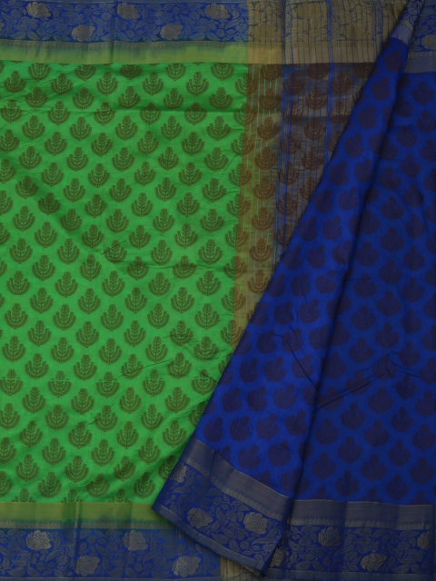 

Pothys Green & Blue Jute Silk Woven Design Saree