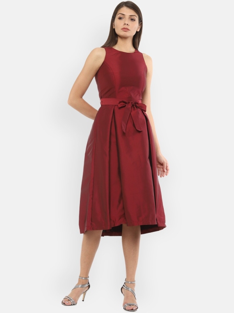 

Van Heusen Woman Women Maroon Solid Fit and Flare Dress