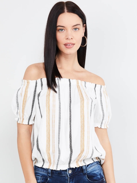 

max Women Off-White Striped Bardot Top