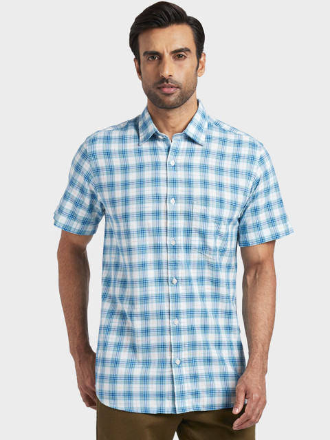 

ColorPlus Men Blue Regular Fit Checked Casual Shirt