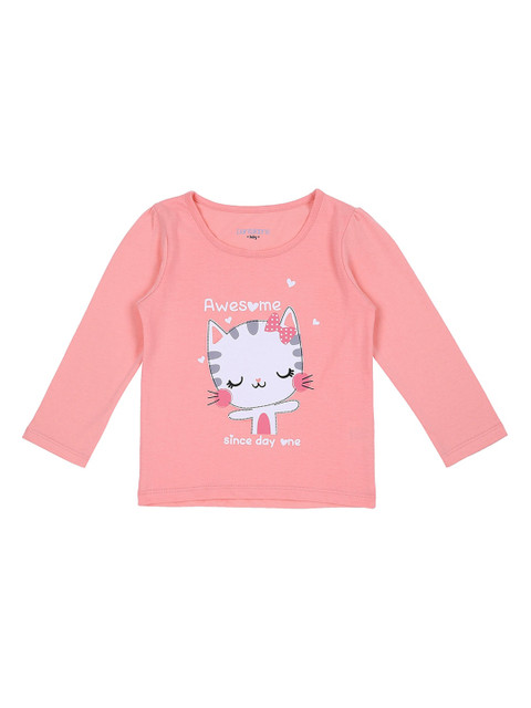

Pantaloons Baby Girls Pink Printed Round Neck T-shirt