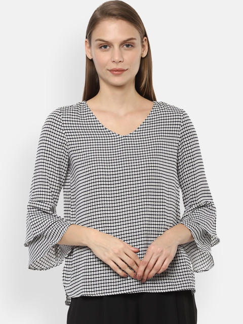 

Van Heusen Woman White & Black Printed Top
